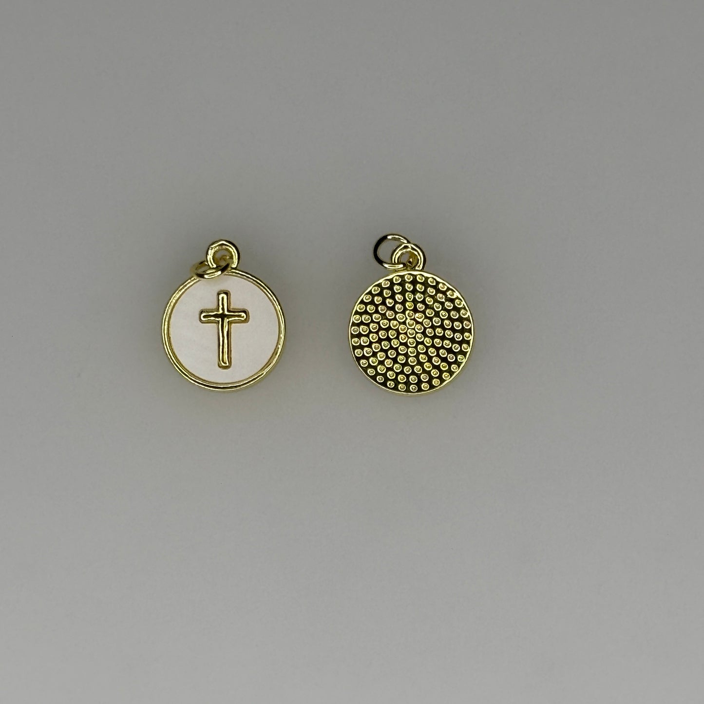 GOLD CROSS WITH MOTHER OF PEARL INLAY CHARM PENDANT