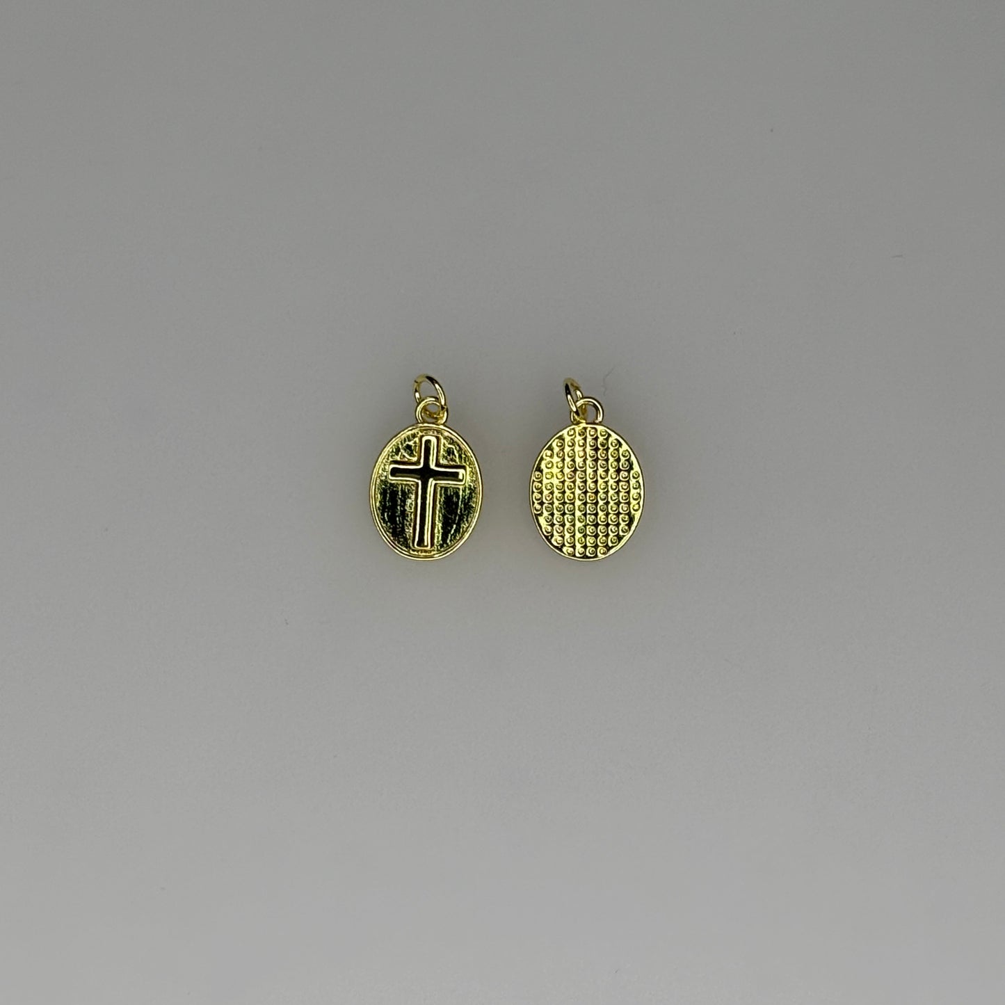 GOLD CROSS OVAL CHARM PENDANT