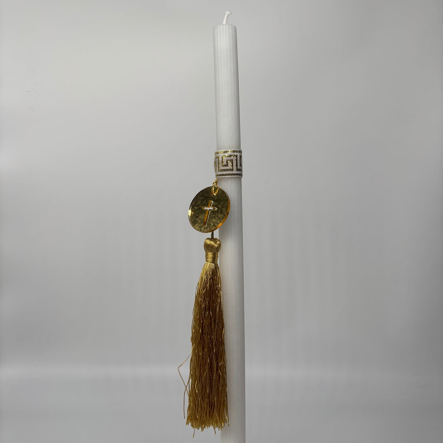 Greek Key Gold Tassel Gold Cross Easter Palm Sunday Candle Lambatha Orthodox Easter