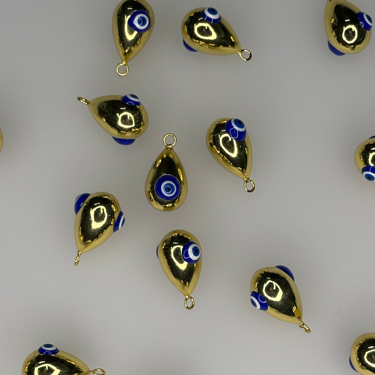 GOLD DROP NAVY EVIL EYE CHARM PENDANT