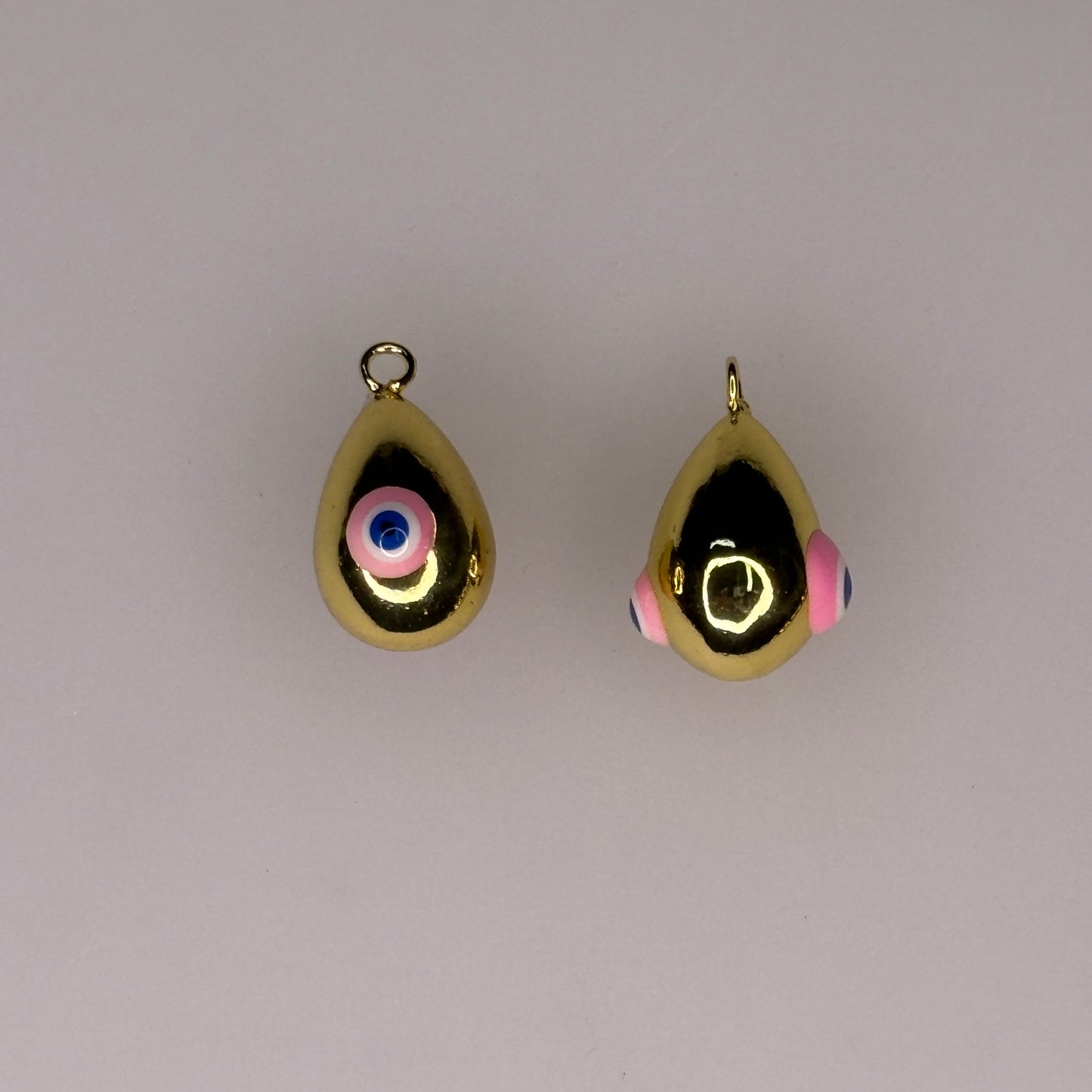 GOLD DROP PINK EVIL EYE CHARM PENDANT