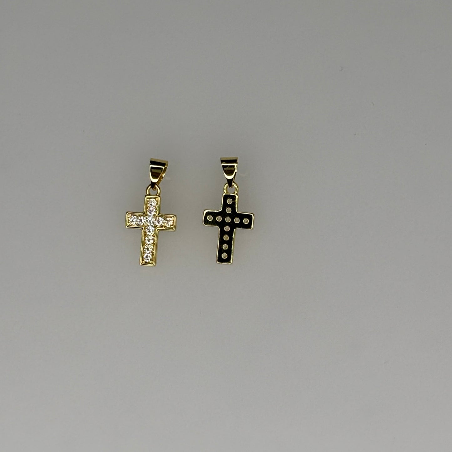 GOLD CRYSTAL CROSS CHARM PENDANT