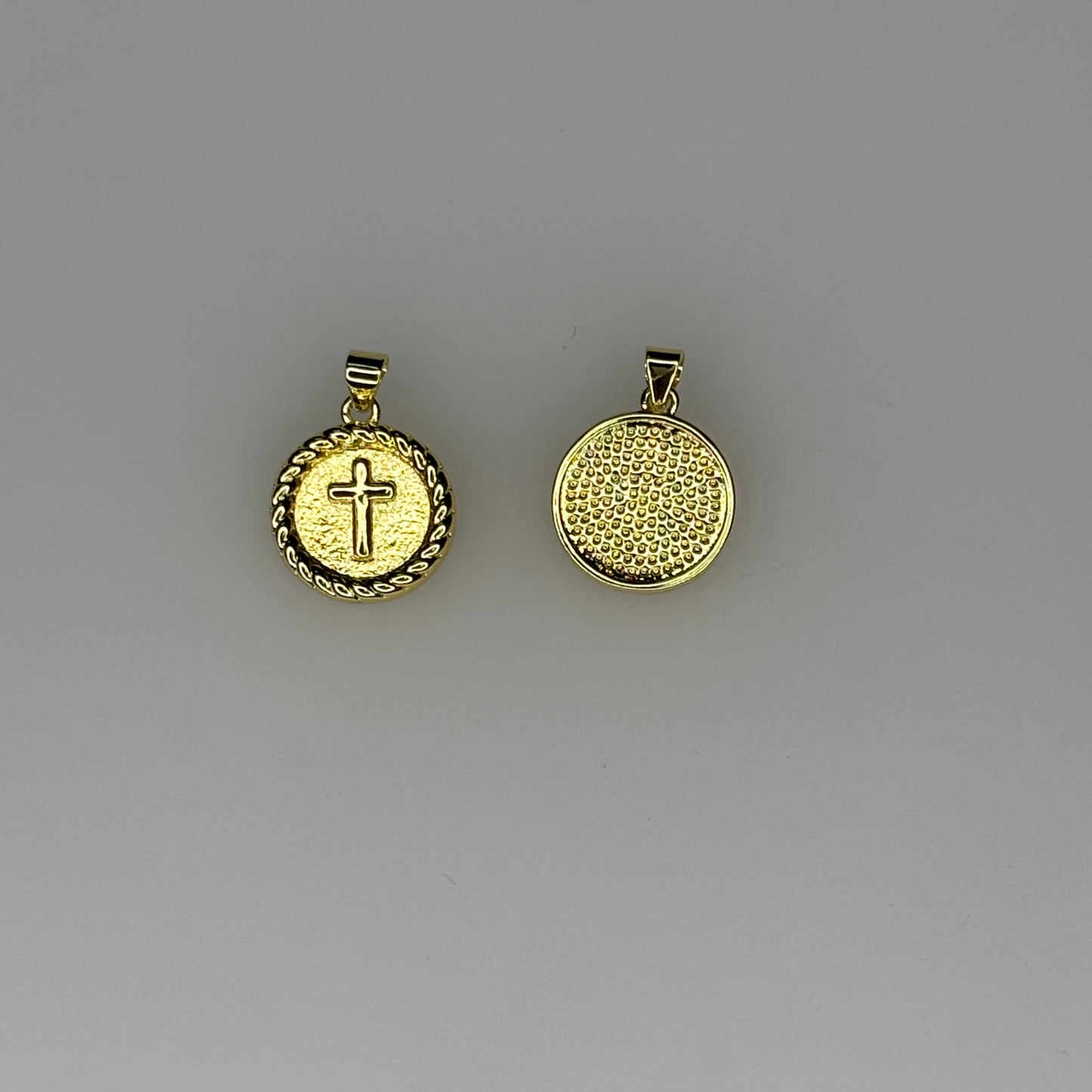 GOLD ROUND CROSS CHARM PENDANT