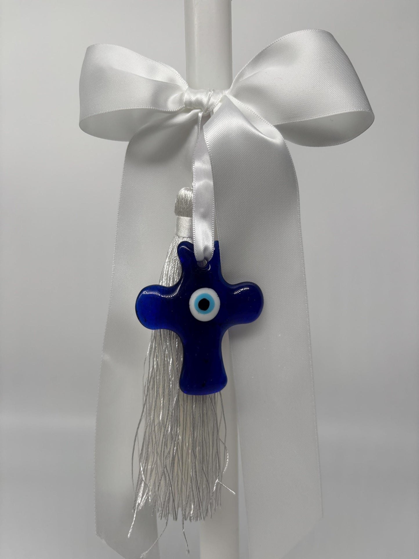 Evil Eye Cross and White Easter Palm Sunday Candle Lambatha Orthodox Easter Lambatha