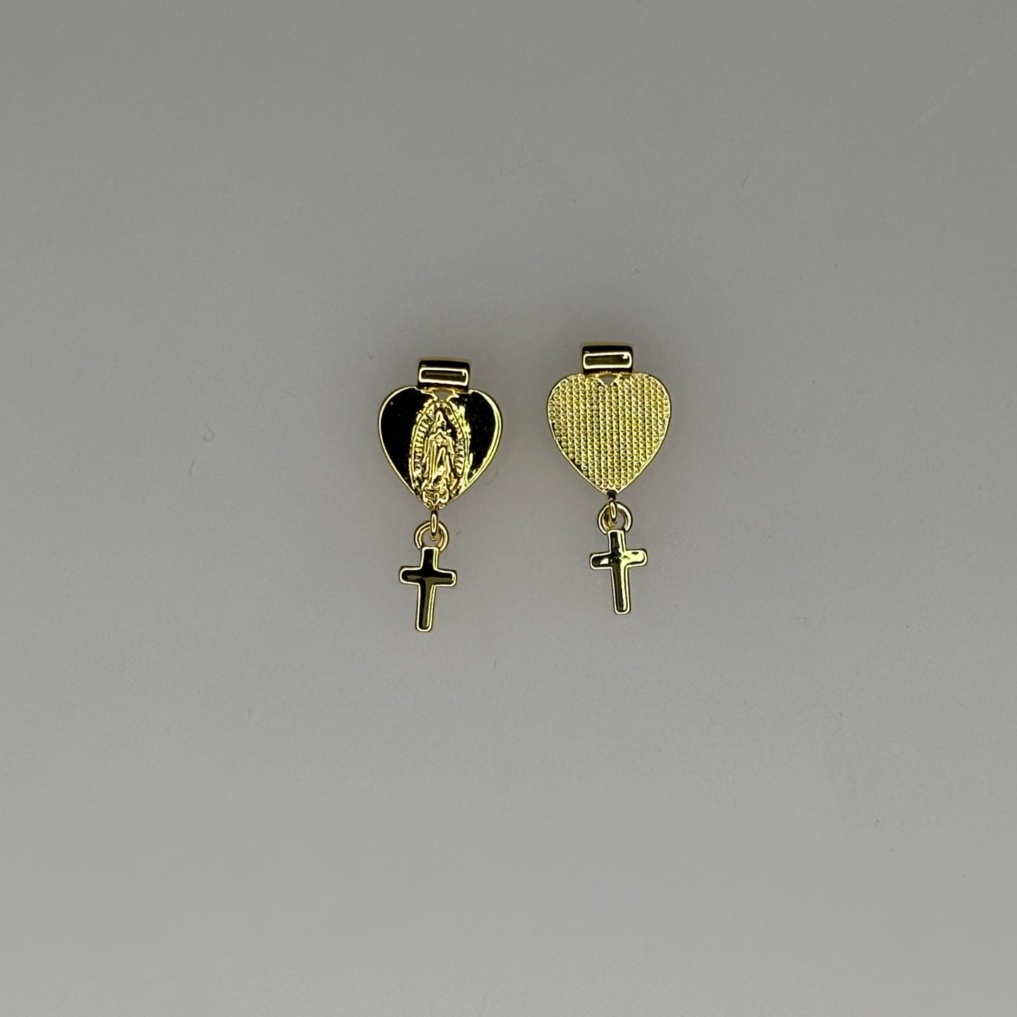 GOLD VIRGIN MARY DROP CROSS CHARM PENDANT