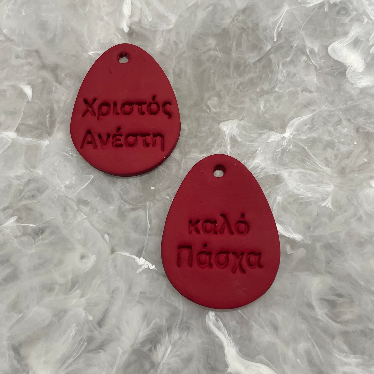 RED XRISTOS ANESTI CLAY EASTER EGG DECORATION