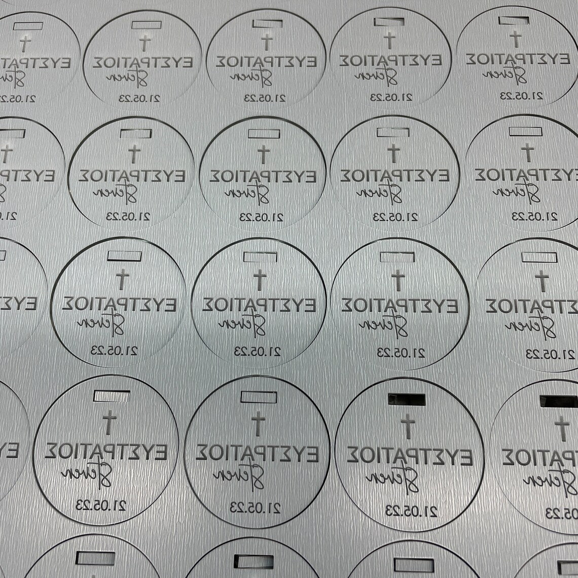 10 X GREEK TEXT PERSONALISED ACRYLIC TAGS