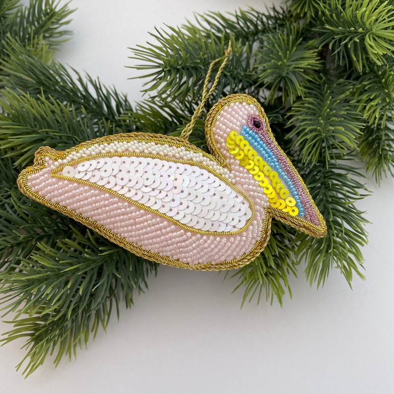 Pelican sequin Christmas ornament