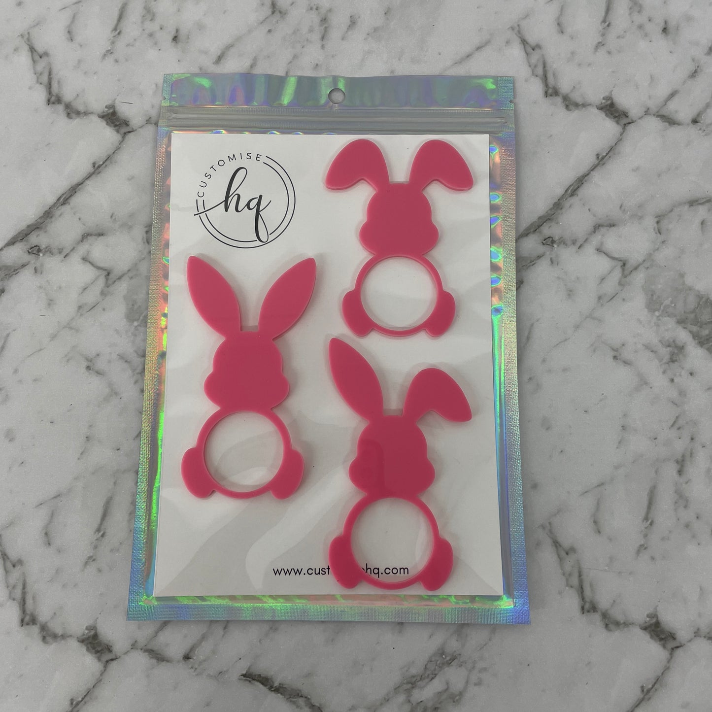 EASTER RABBIT ACRYLIC NAPKIN HOLDERS SET OF 3 PINK