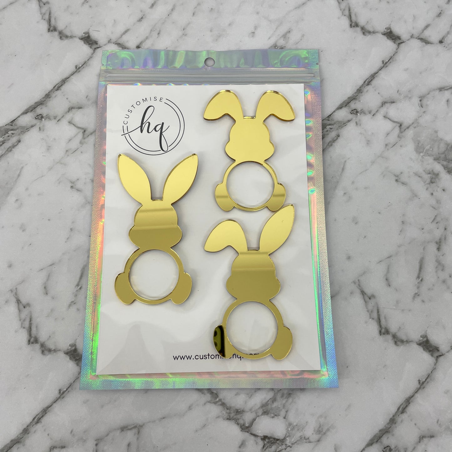 EASTER RABBIT ACRYLIC NAPKIN HOLDERS SET OF 3 GOLD