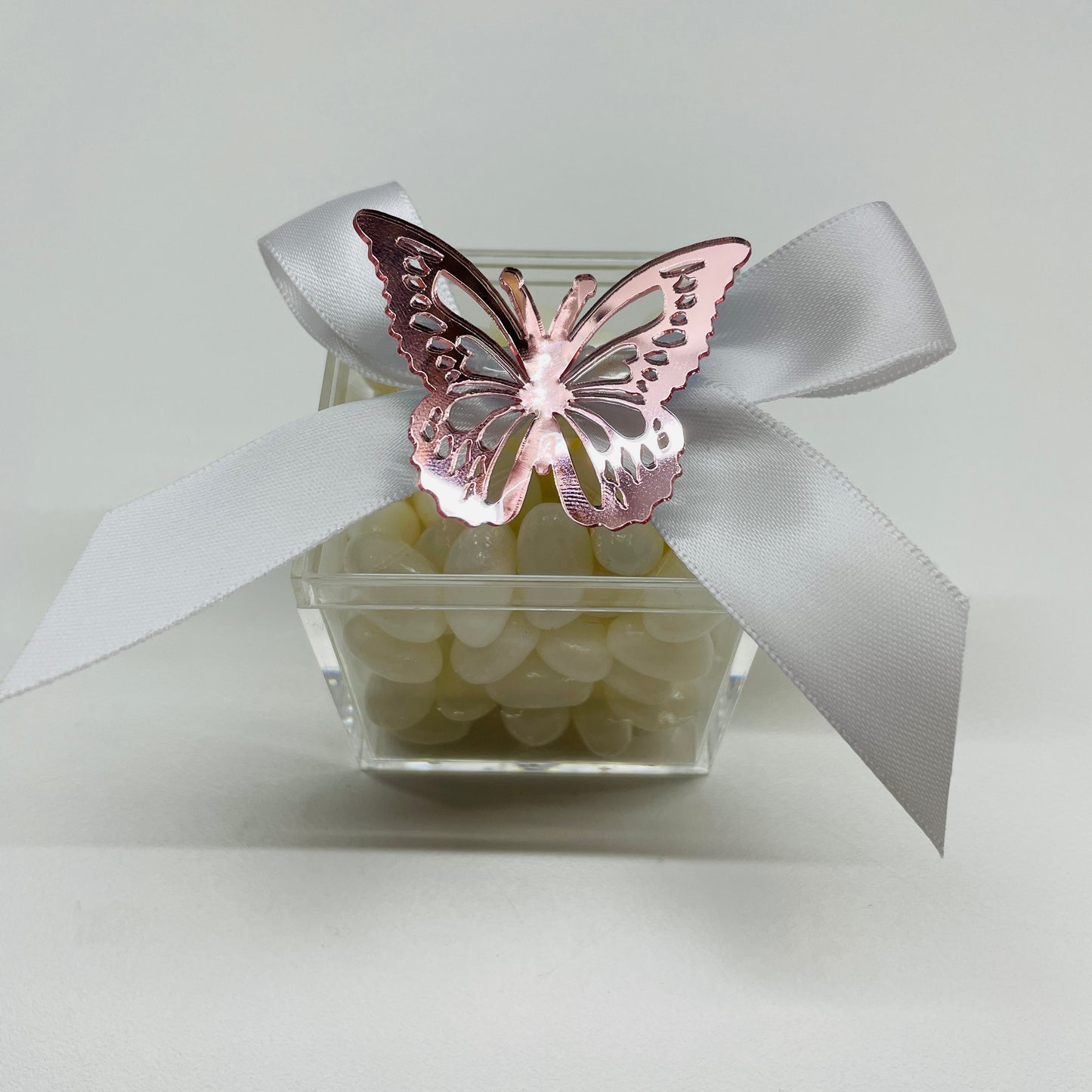 10 X ROSE GOLD ACRYLIC BUTTERFLY DECORATIONS