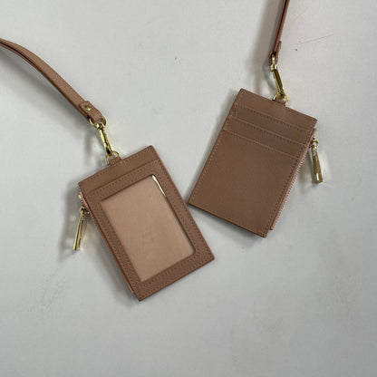 EMBOSSED SAFFIANO CARD HOLDER LANYARD