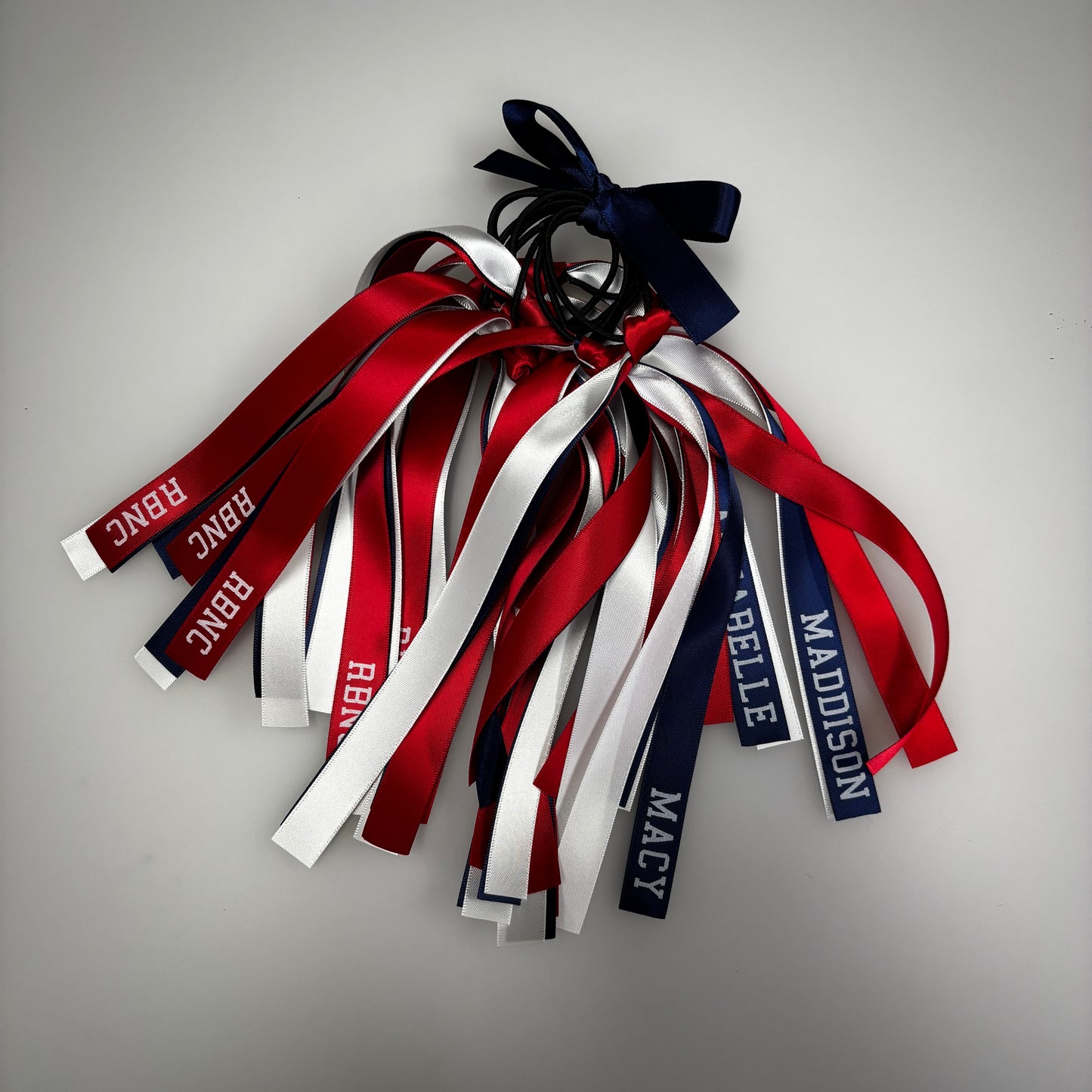 TEAM HAIR RIBBONS 3 COLOURS 15MM COLLEGE FONT