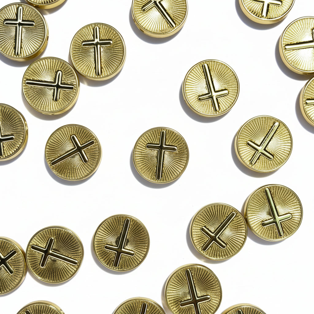 GOLD ROUND CROSS CARM PENDANT
