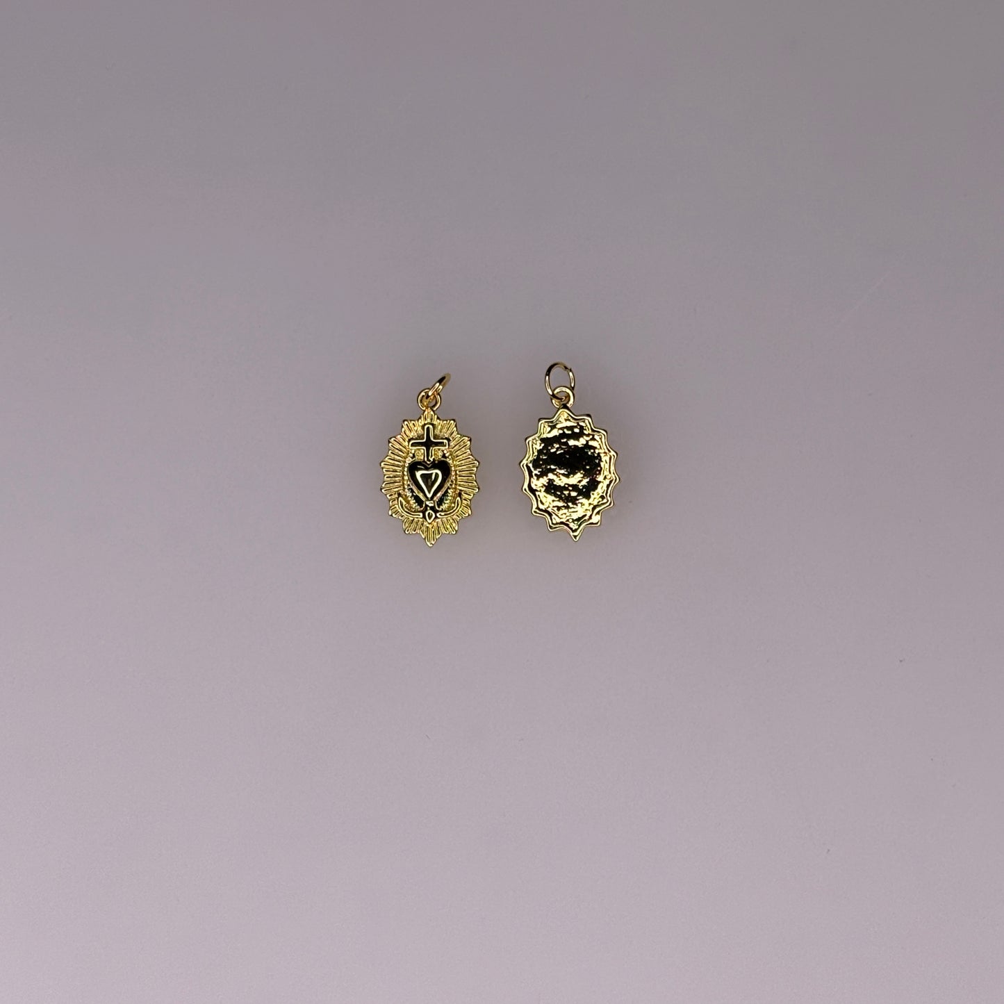 OVAL GOLD HEART CROSS CHARM PENDANT