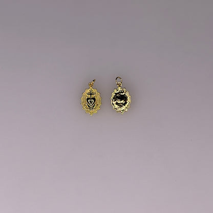 OVAL GOLD HEART CROSS CHARM PENDANT