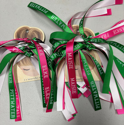 TEAM HAIR RIBBONS 3 COLOURS 15MM COLLEGE FONT