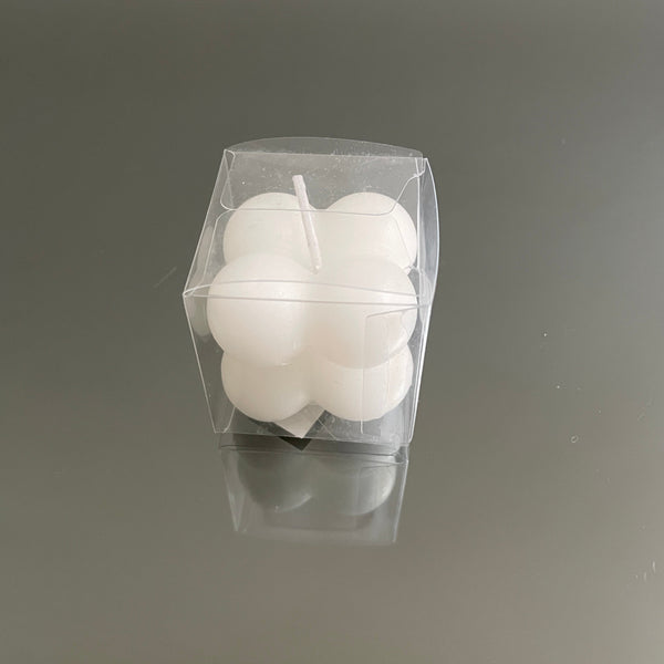 WHITE MINI BUBBLE CANDLE WITH TAG FAVORS