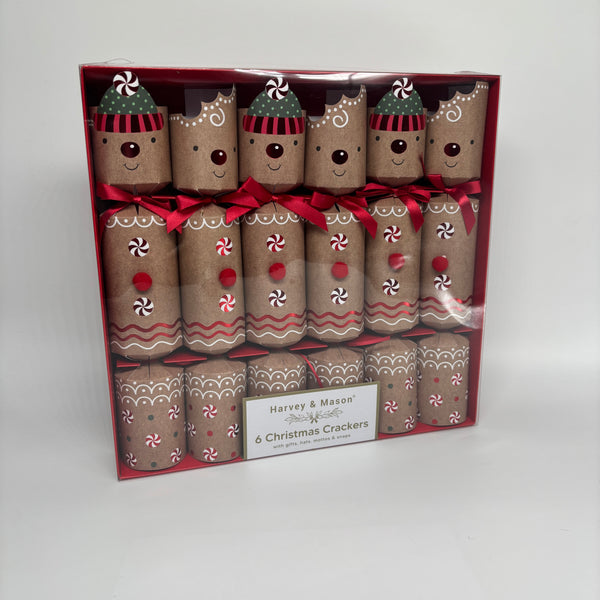 HARVEY & MASON GINGERBREAD SET OF 6 CHRISTMAS CRACKERS BOXED