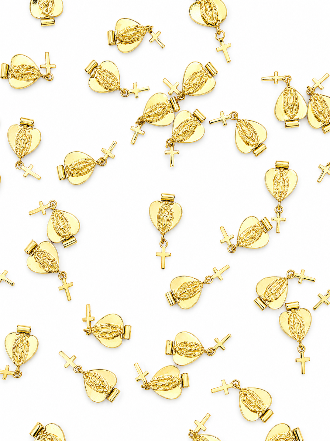 GOLD VIRGIN MARY DROP CROSS CHARM PENDANT