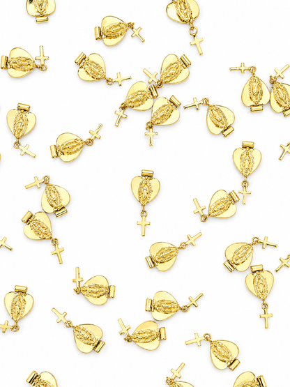 GOLD VIRGIN MARY DROP CROSS CHARM PENDANT