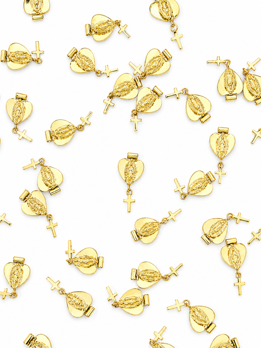 GOLD VIRGIN MARY DROP CROSS CHARM PENDANT