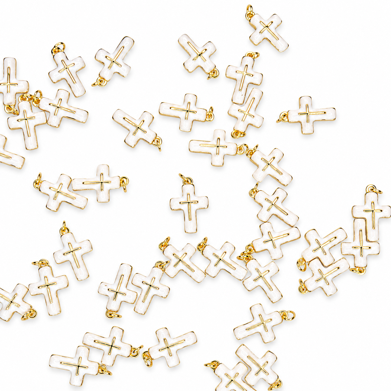 GOLD CROSS WHITE CHARM PENDANT
