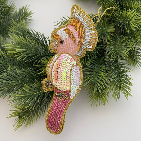 GALAH BEADED CHRISTMAS TREE ORNAMENT