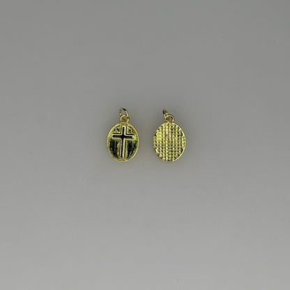 GOLD CROSS OVAL CHARM PENDANT