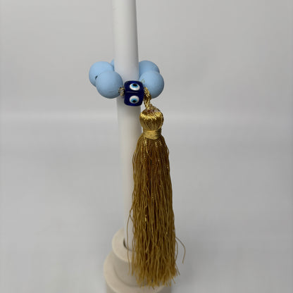 Komboloi Blue Rosary Gold Tassel Easter Palm Sunday Candle Lambatha Orthodox Easter