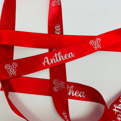 CHRISTMAS RED CUSTOM PRINT 20MM RIBBON