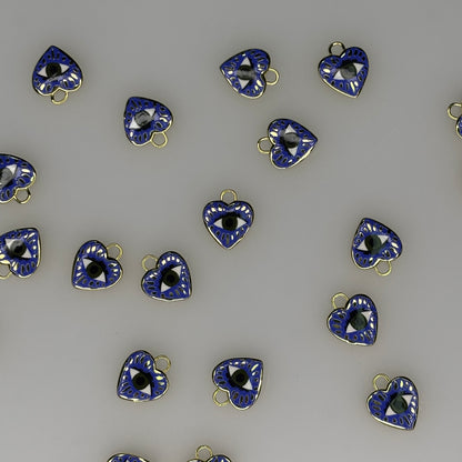 BLUE EVIL EYE HEART CHARM PENDANT