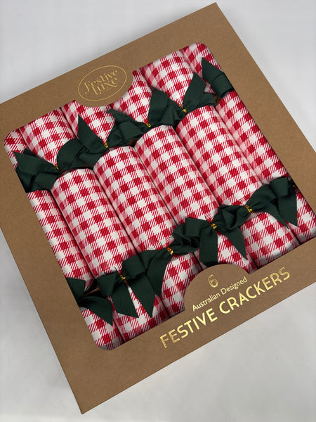 FESTIVE LUXE NO PLACE LIKE HOME SET OF 6 CHRISTMAS CRACKERS BOXED