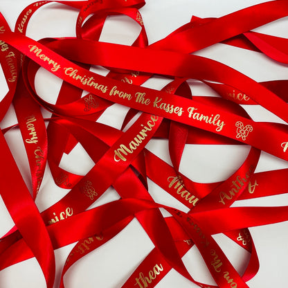 CHRISTMAS RED CUSTOM PRINT 20MM RIBBON