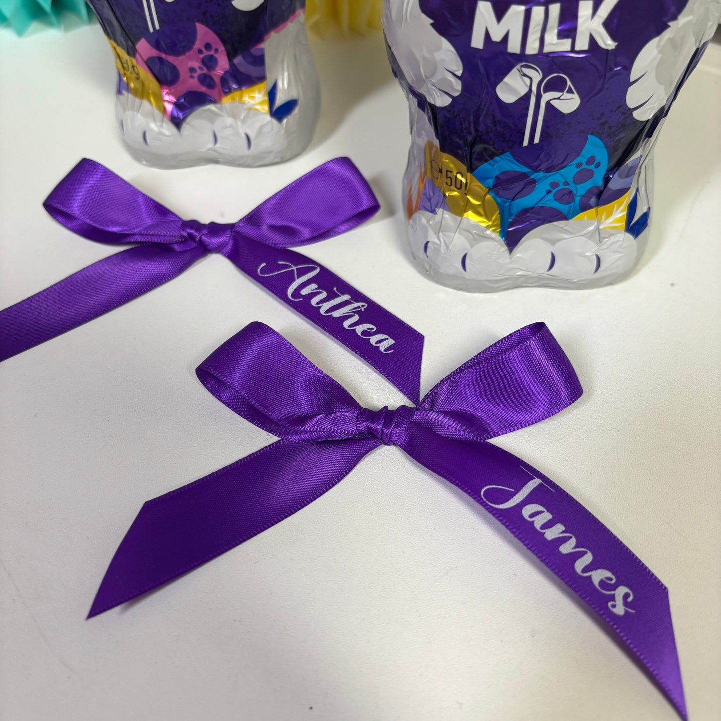 PERSONALISED EASTER BOWS FOR EASTER EGGS ( EGGS NOT INCLUDED )