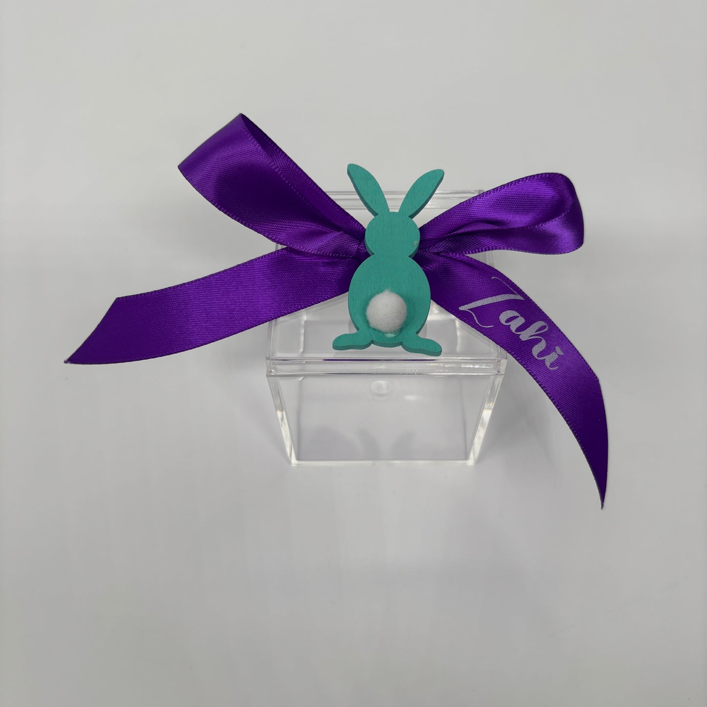 Easter Egg Container with Personalised Bow and Chicken or Bunny ( Eggs Not Included )