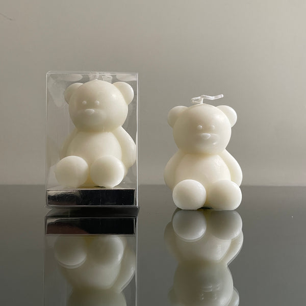 OFF WHITE TEDDY BEAR CANDLE FAVOR