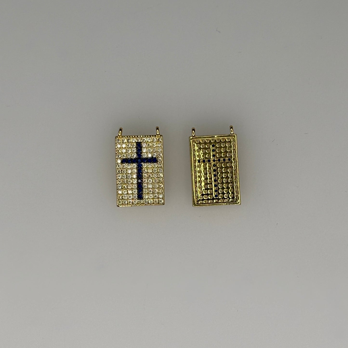 NAVY CRYSTAL CROSS FLAT CHARM PENDANT