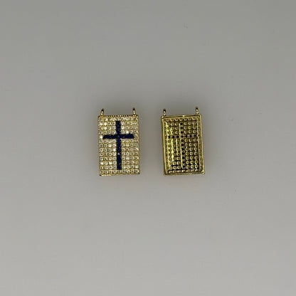 NAVY CRYSTAL CROSS FLAT CHARM PENDANT