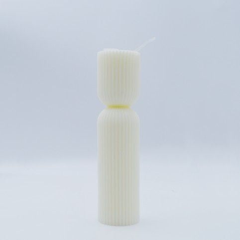 19cm HOURGLASS RIBBED PILLAR CANDLE