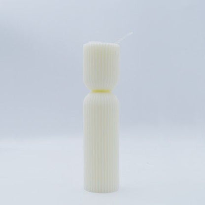 19cm HOURGLASS RIBBED PILLAR CANDLE