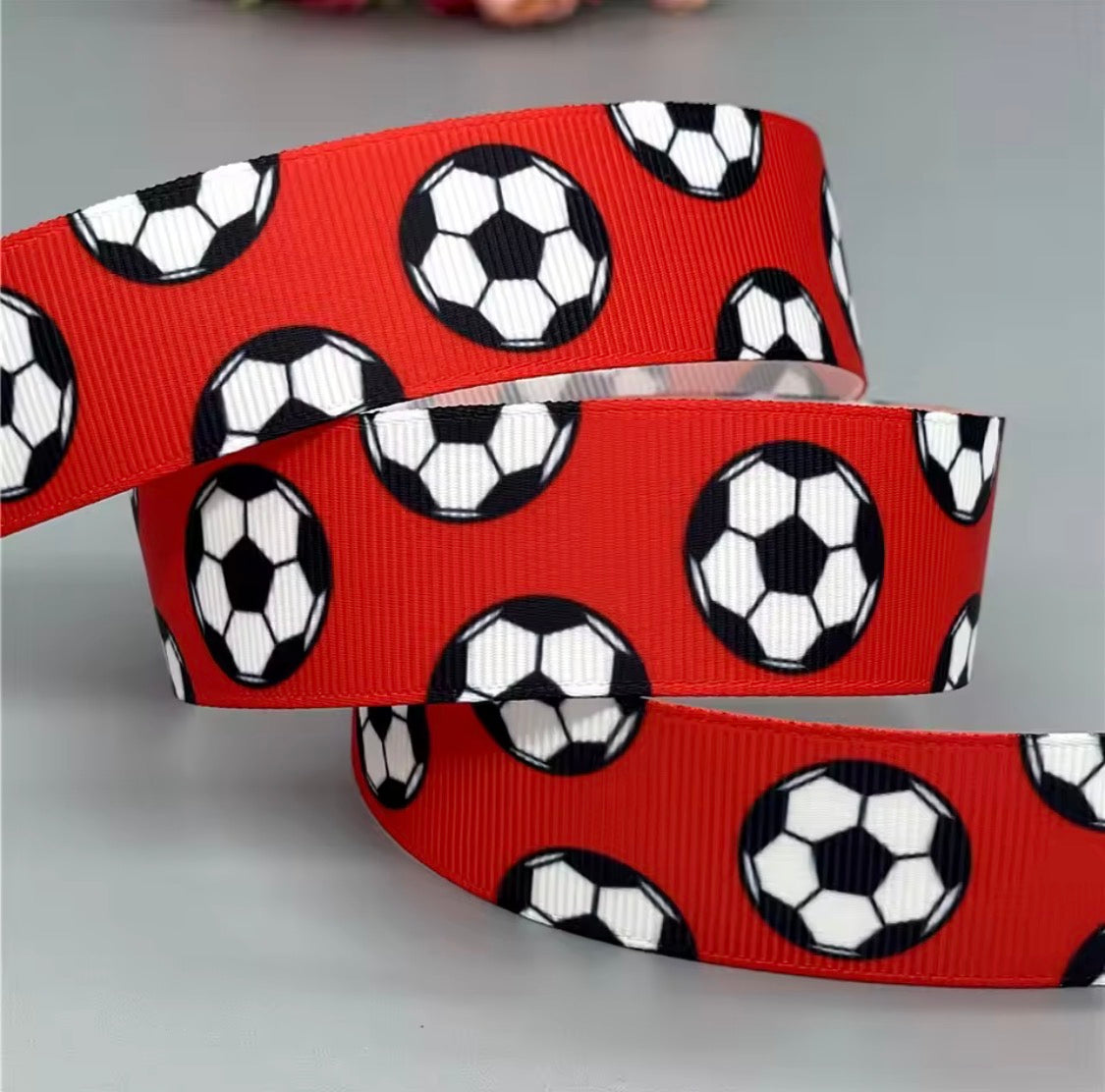 SOCCER RIBBON 25MM GROSGRAIN SOLD BY THE METRE