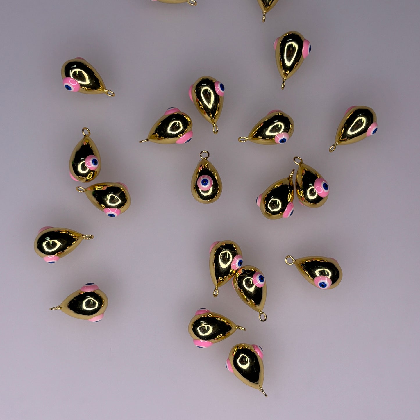 GOLD DROP PINK EVIL EYE CHARM PENDANT