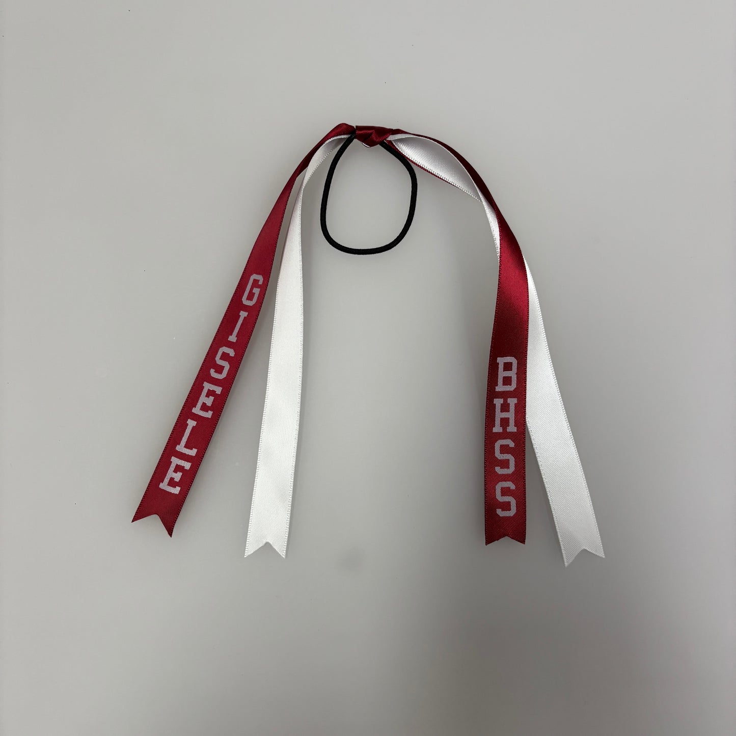 TEAM HAIR RIBBONS 2 COLOURS 15MM VERTICAL COLLEGE FONT