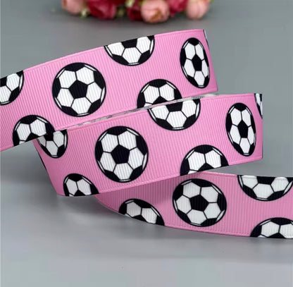 SOCCER RIBBON 25MM GROSGRAIN SOLD BY THE METRE