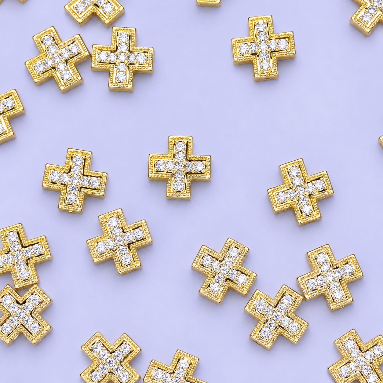 GOLD DIAMONTE CROSS CHARM PENDANT