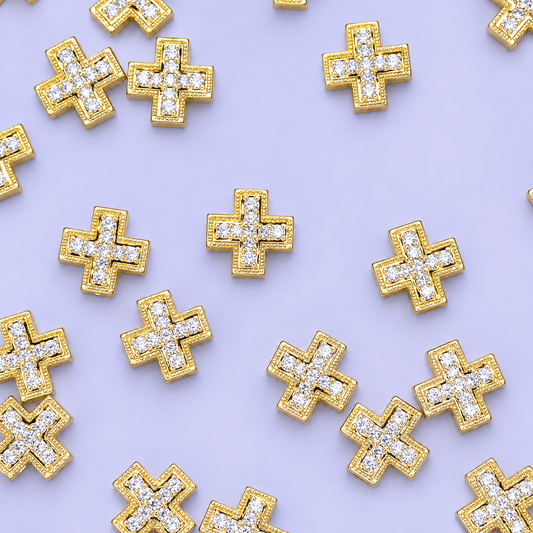 GOLD DIAMONTE CROSS CHARM PENDANT