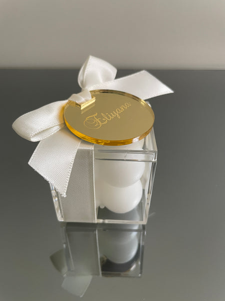 WHITE MINI BUBBLE CANDLE WITH TAG FAVORS