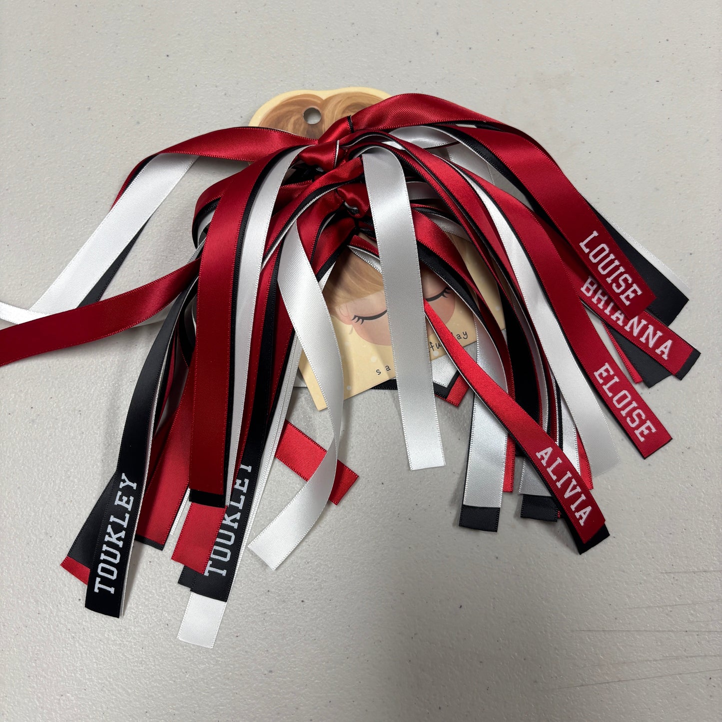 TEAM HAIR RIBBONS 3 COLOURS 15MM COLLEGE FONT