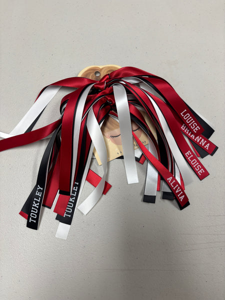 TEAM HAIR RIBBONS 3 COLOURS 15MM COLLEGE FONT